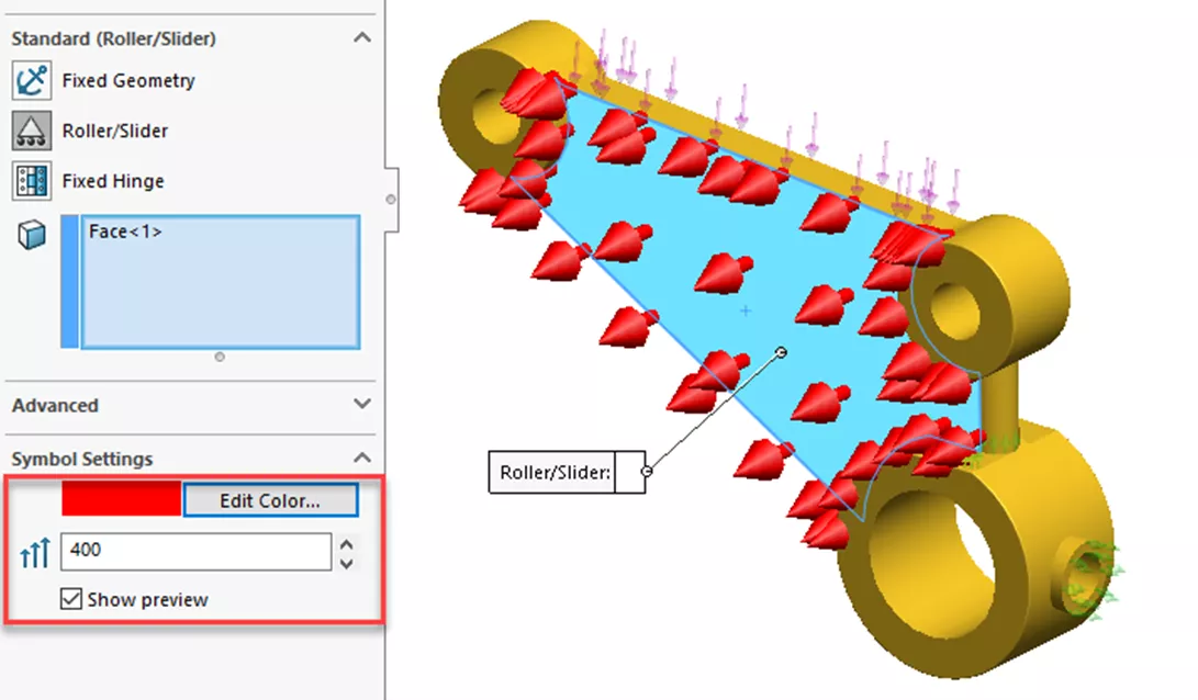 Symbol Settings in SOLIDWORKS Simulation