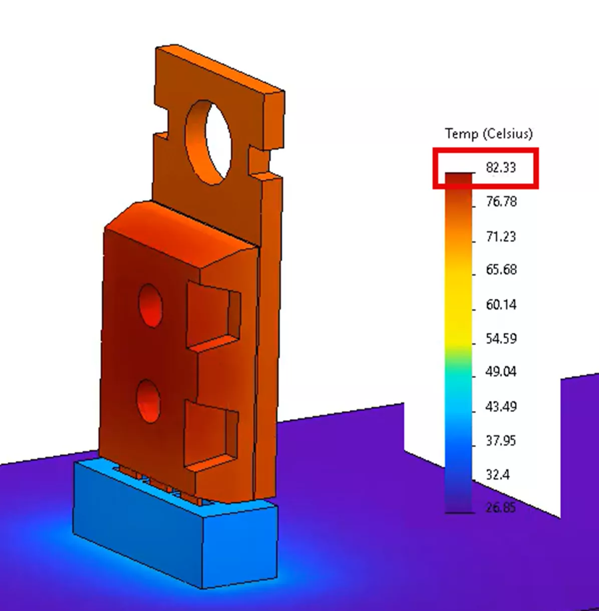 SOLIDWORKS Simulation Temperature Plot