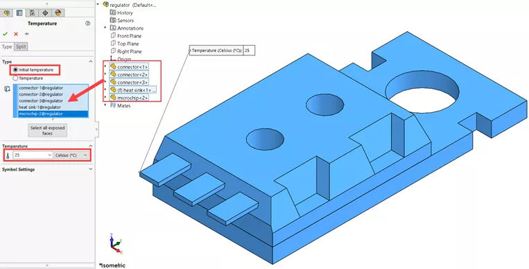 SOLIDWORKS Simulation Initial Temperature in a Thermal Analysis Study