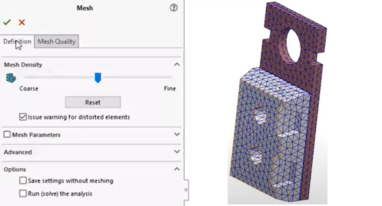 SOLIDWORKS Simulation Thermal Stress Mesh Density