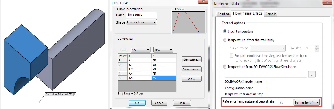 SOLIDWORKS simulation Time Curve Nonlinear Static