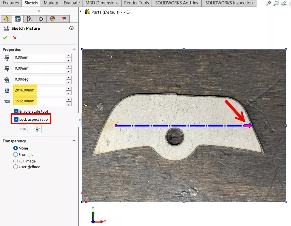 SOLIDWORKS Sketch Picture Properties 