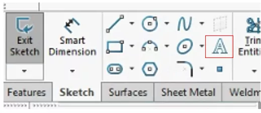 SOLIDWORKS Sketch Text Tool 