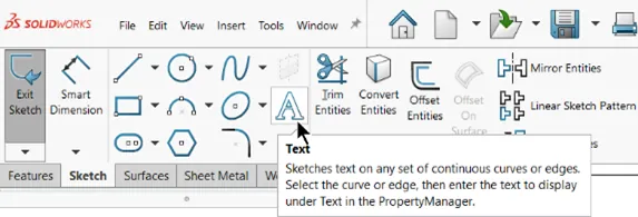SOLIDWORKS Sketch Text
