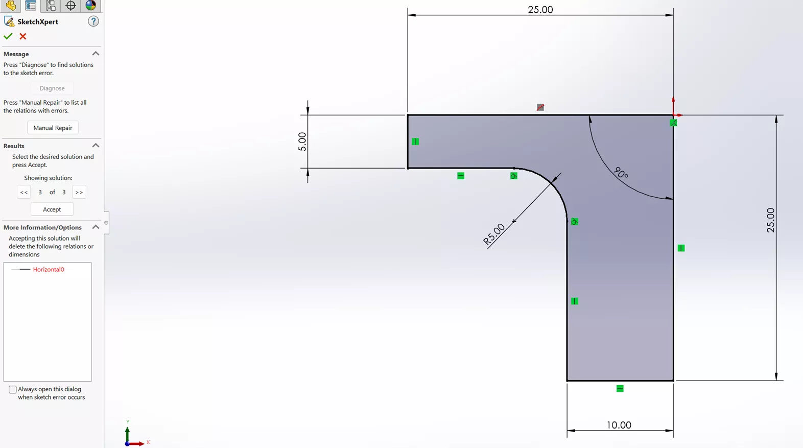 SOLIDWORKS SketchXpert Tool
