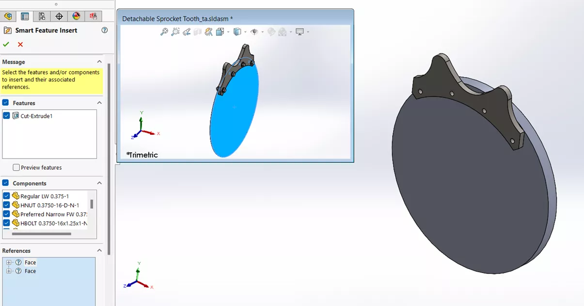 SOLIDWORKS Smart Feature Insert