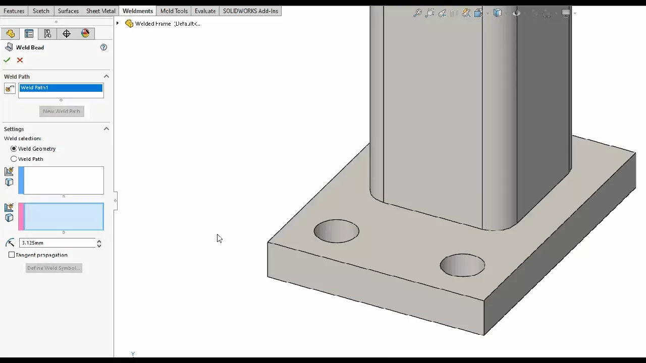 Creating and Adding Weld Beads in SOLIDWORKS Models & Drawings