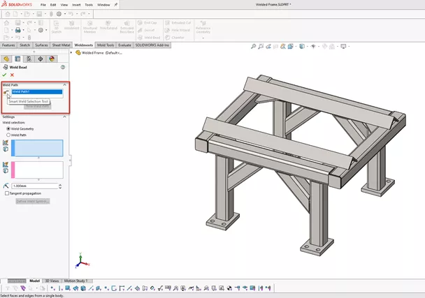 SOLIDWORKS Smart Weld Selection Tool 