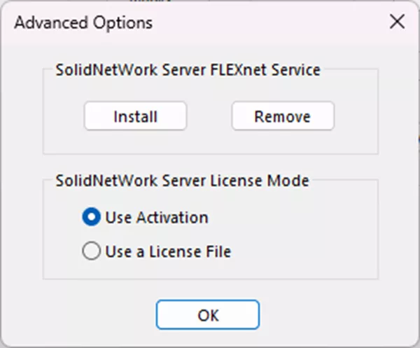 SOLIDWORKS SNL Server Administration Options Button 