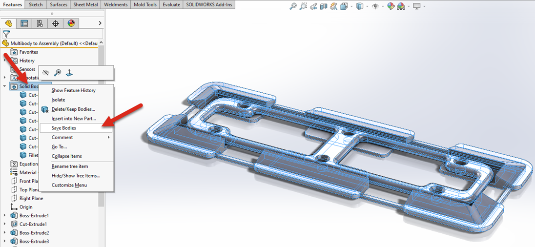 Create A SOLIDWORKS Assembly From A Multibody Part | GoEngineer