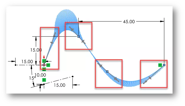 SOLIDWORKS Spline Handles