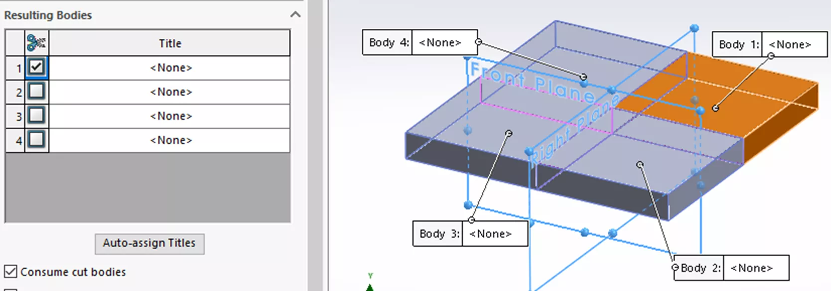 SOLIDWORKS Split Command and Understanding Resulting Bodies