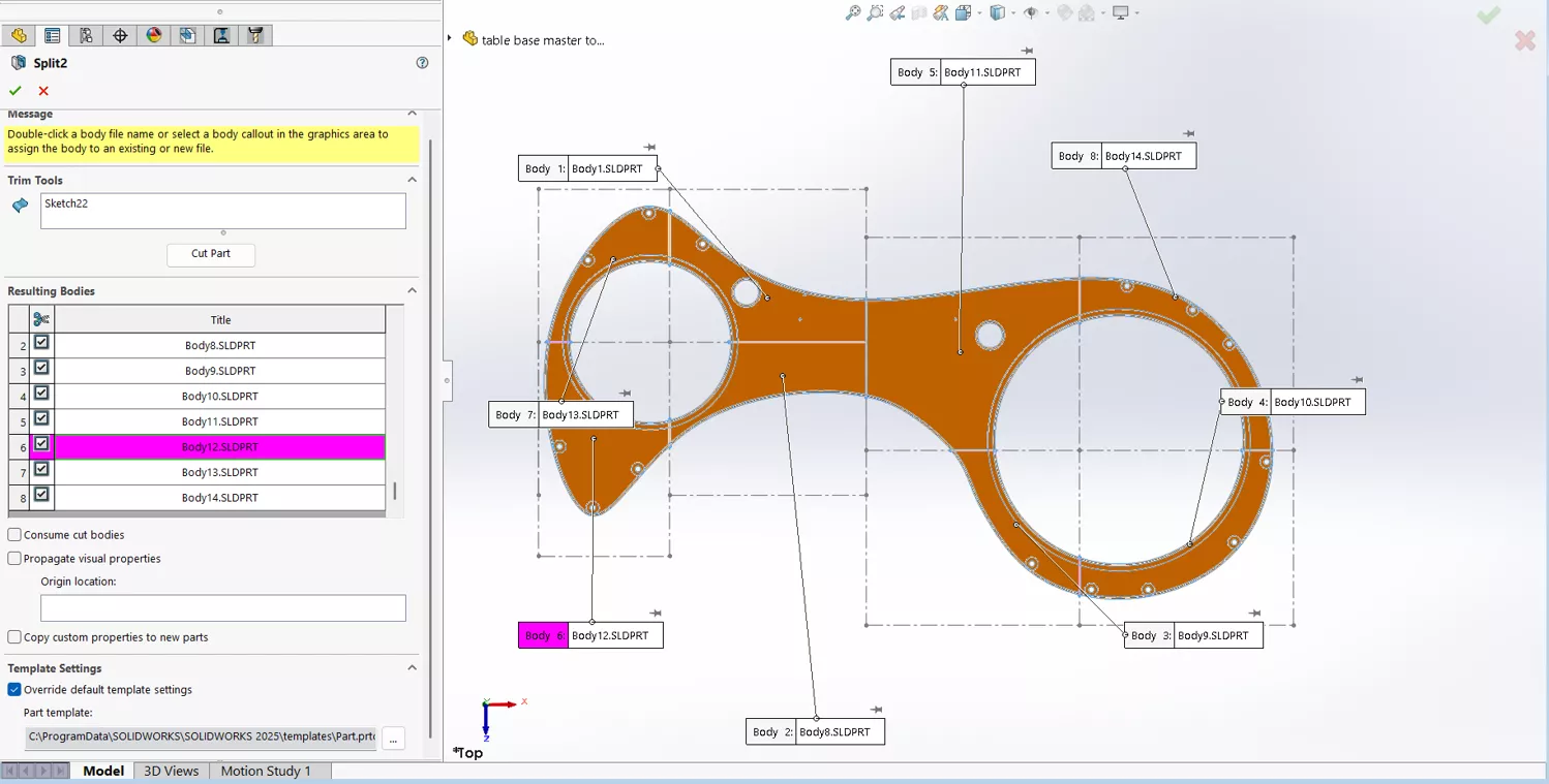 SOLIDWORKS Spit Feature Trim Tool
