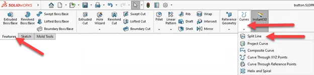 SOLIDWORKS Split Line Feature Location 