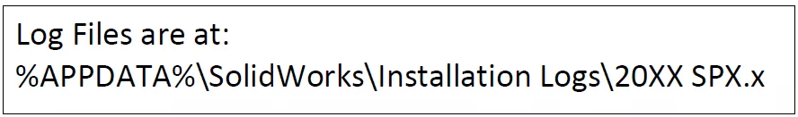 Standard SOLIDWORKS Installation Log File Location 