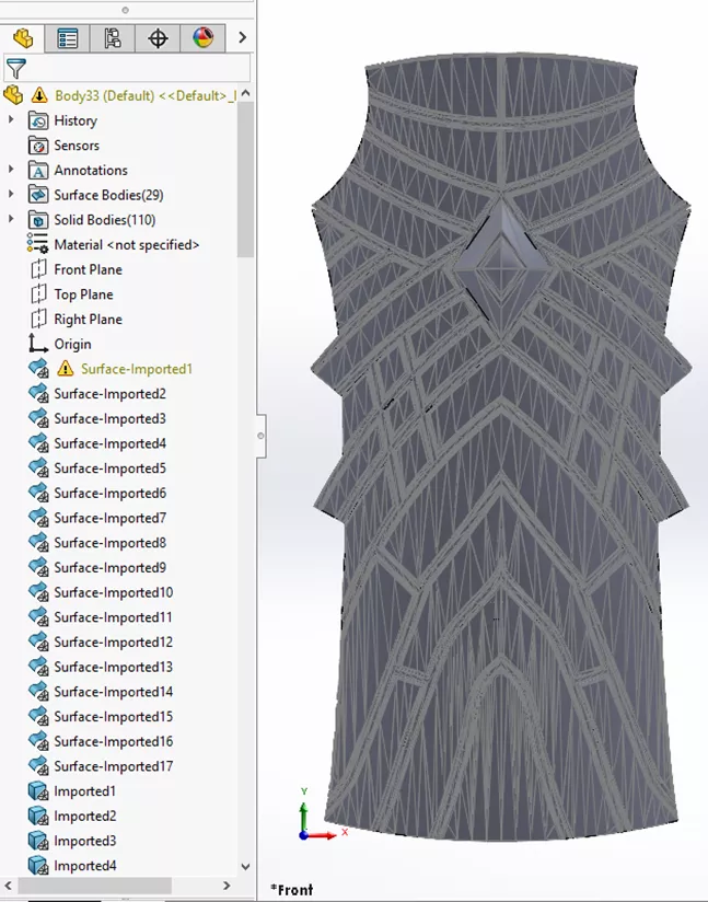 SOLIDWORKS STL Mesh Body Import Options