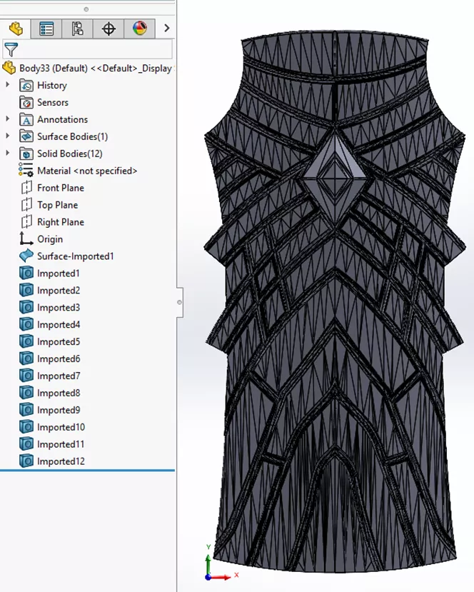 SOLIDWORKS Solid and Surface Body STL Import Options