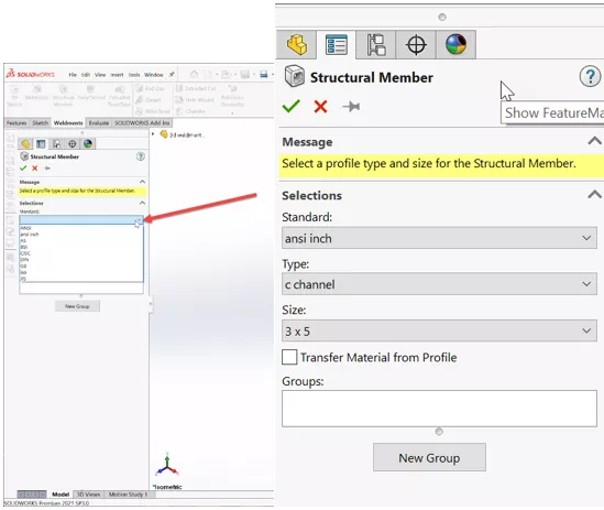 Add Members to SOLIDWORKS Structural Member 
