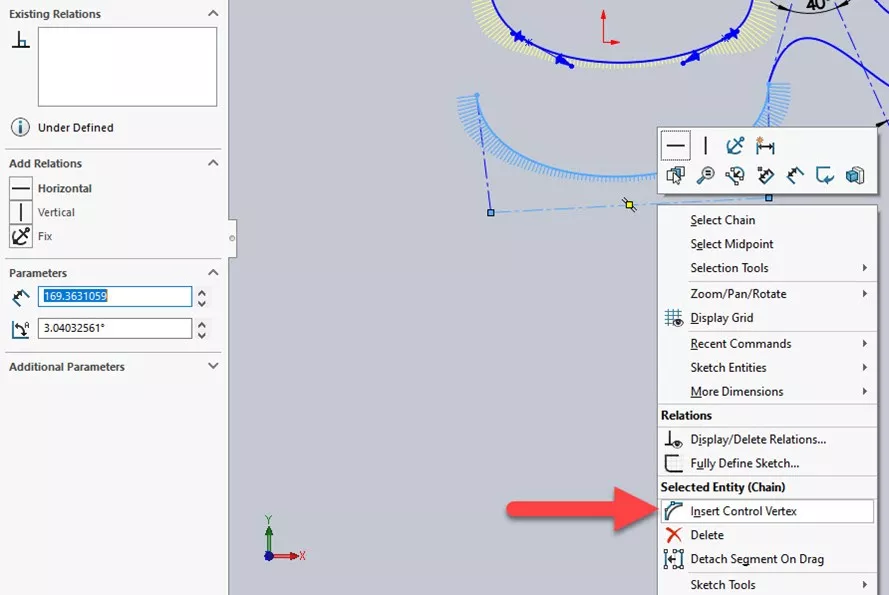 Insert Control Vertex SOLIDWORKS