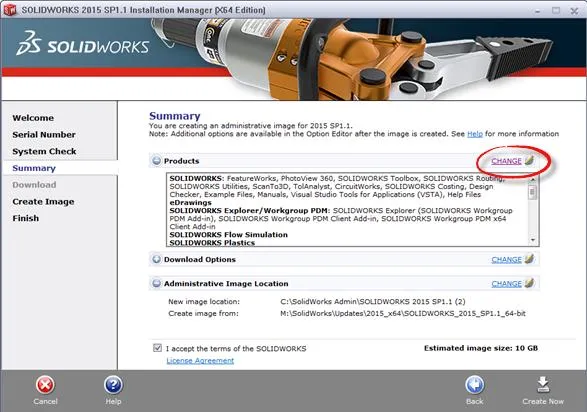 SOLIDWORKS Summary Page Change Admin Image