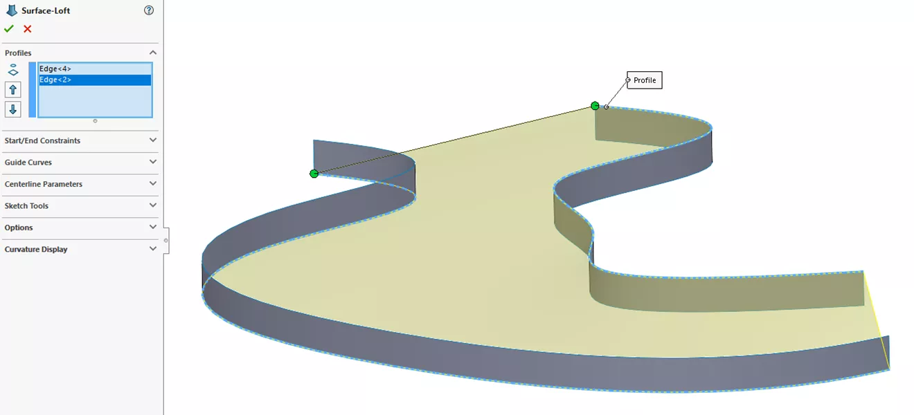 SOLIDWORKS Surface Loft 