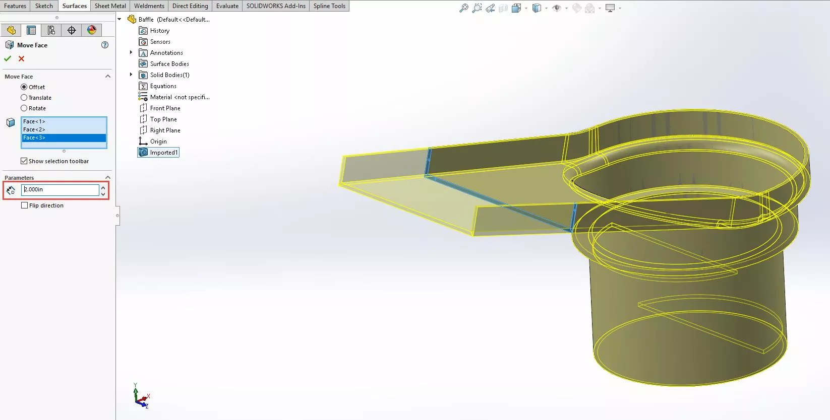 SOLIDWORKS Surfaces Move Faces