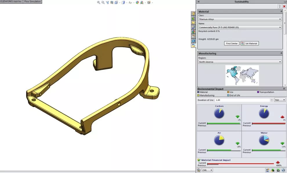 Sustainability Analysis of a Part in SOLIDWORKS 