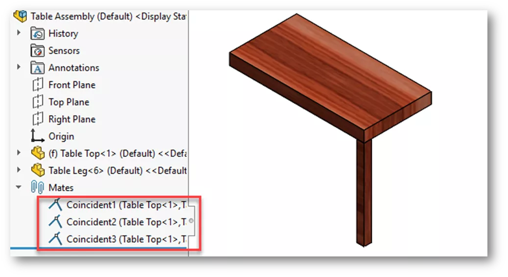 Table Assembly in SOLIDWORKS 