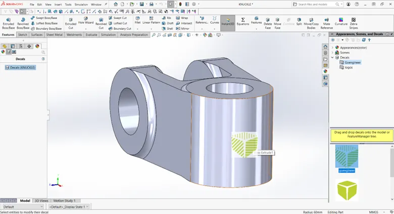 SOLIDWORKS Task Pane Appearances, Scene, Decals