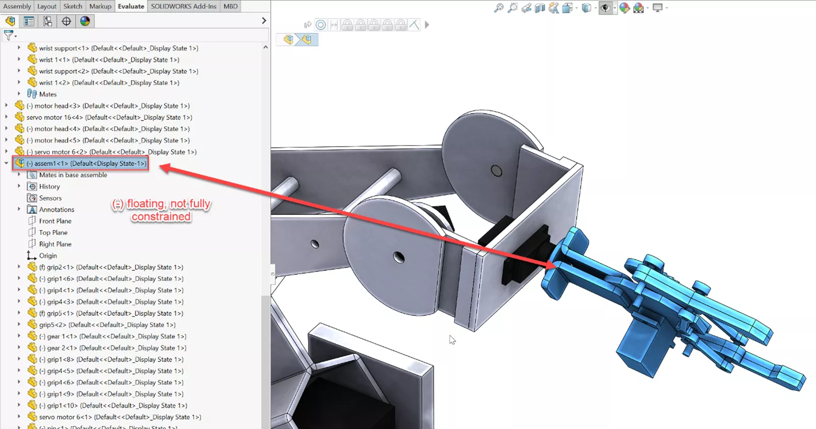 SOLIDWORKS Temporary Fix Group Command