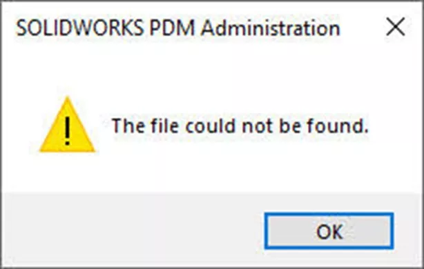 SOLIDWORK The File Could Not Be Found Error