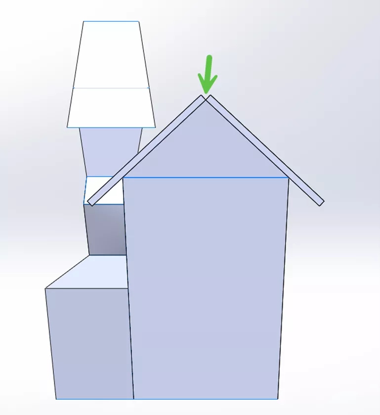 SOLIDWORKS Haunted House Model with Gap at Apex of Roof