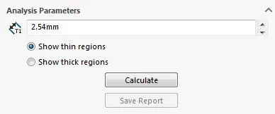 SOLIDWORKS Thickness Analysis Parameters