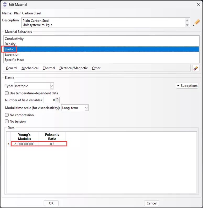 SOLIDWORKS to Abaqus/CAE Elastic Material Behaviors