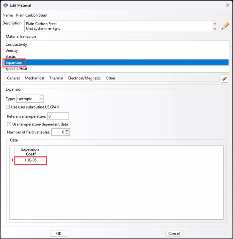  SOLIDWORKS to Abaqus/CAE Expansion Material Behaviors