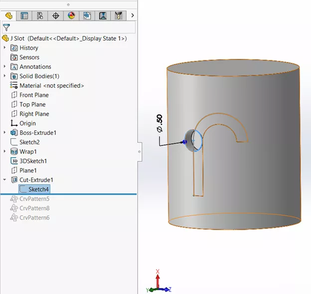 SOLIDWORKS Tool Profile Cut Extrude