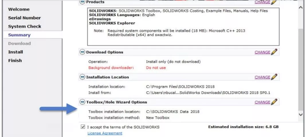 SOLIDWORKS Toolbox Installation Location