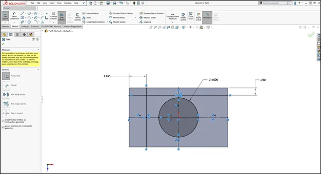 solidworks trim entities tips