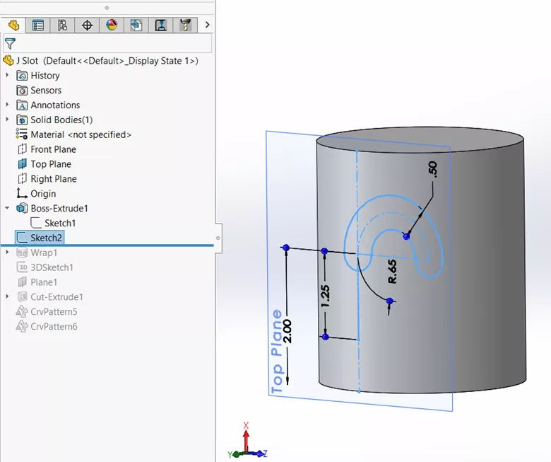 How to Create J-Slots in SOLIDWORKS on Cylindrical Parts