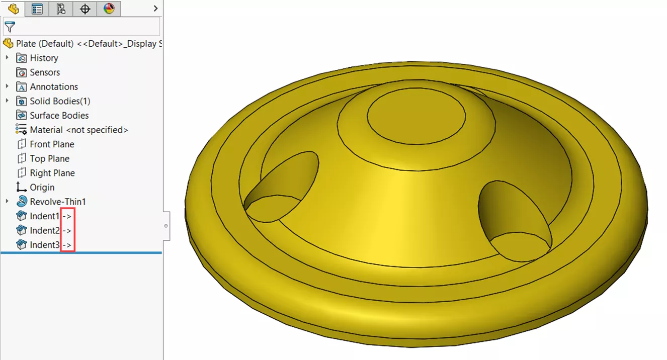 Tutorial Explaining the Indent Feature in SOLIDWORKS 