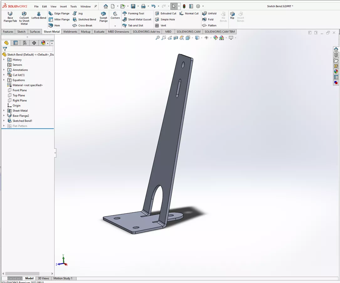 SOLIDWORKS Tutorial Demonstrating How to Use Sheet Metal Sketched Bend 