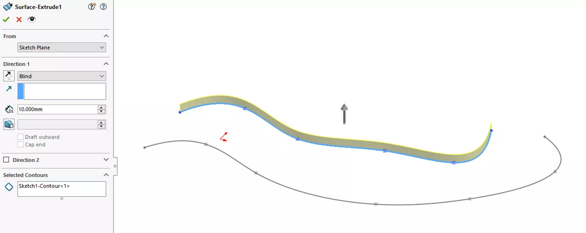 Extrude Surface Up in SOLIDWORKS