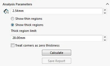 SOLIDWORKS Utilities Thickness Analysis Tool