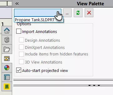 SOLIDWORKS View Palette Drop Down 