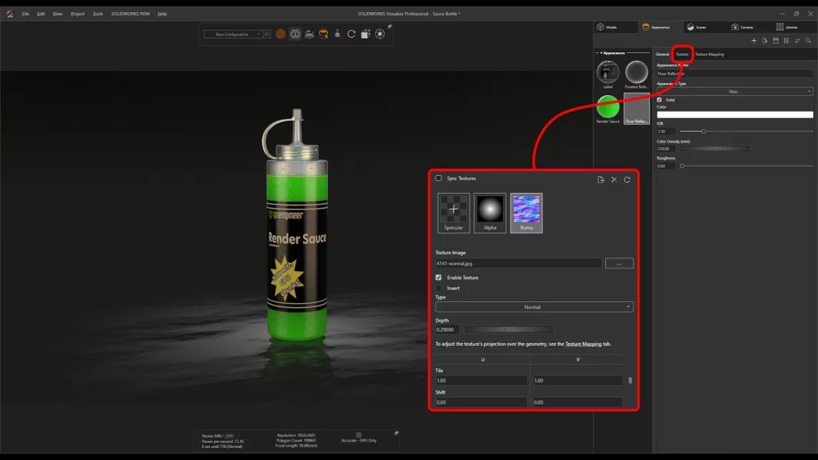 SOLIDWORKS Visualize Custom Appearances with Shadow Catchers