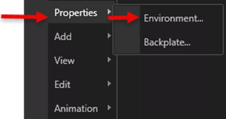 SOLIDWORKS Visualize Properties Environment