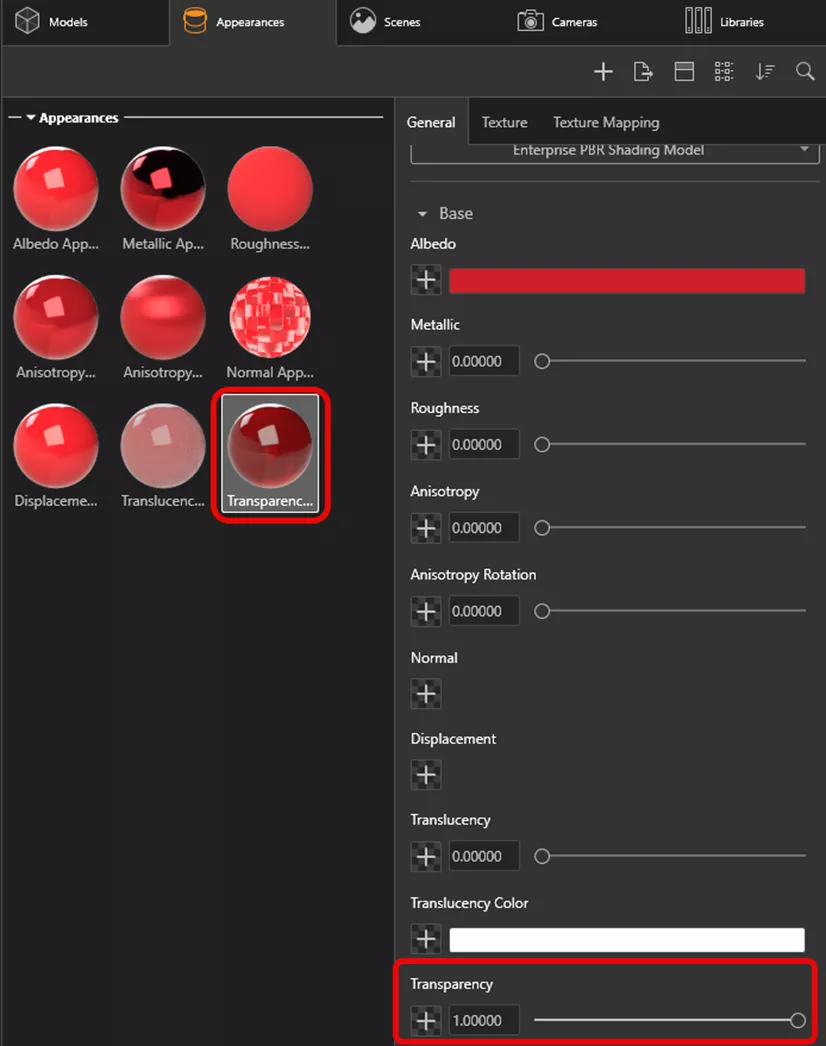 SOLIDWORKS Visualize Transparency Appearance