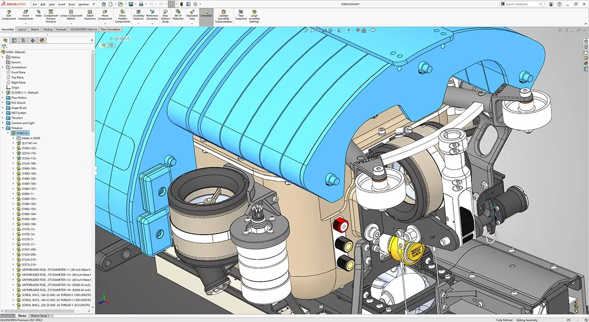 A Screenshot of SOLIDWORKS CAD Software