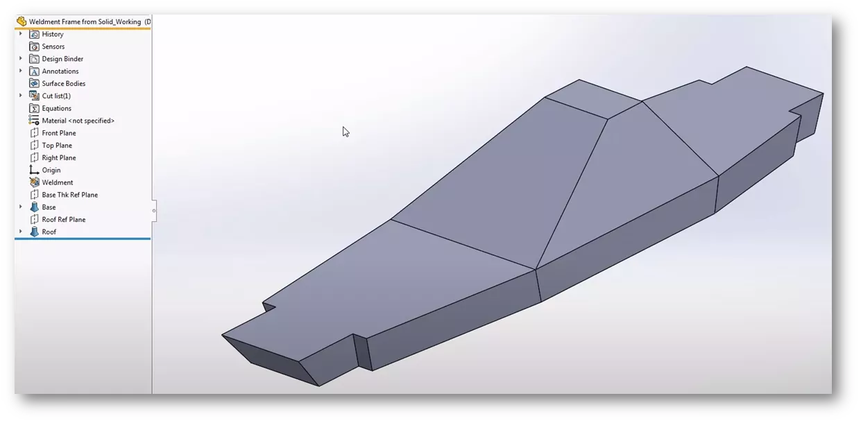 SOLIDWORKS Weldment Sketch from Solid Model Tutorial 
