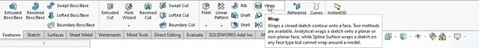 SOLIDWORKS Wrap Feature Location